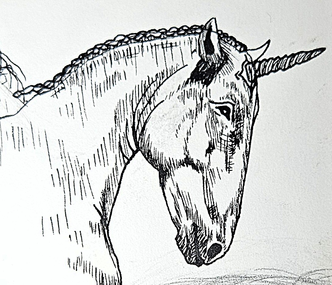 block print style unicorn